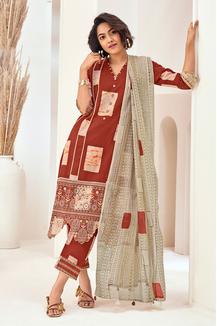 Pure Cotton Hand Block Print With Embroidery Salwar Kameez