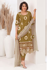 Load image into Gallery viewer, Pure Cotton Hand Block Print With Embroidery Work Salwar Kameez In Brown Color
