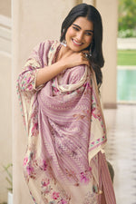 Load image into Gallery viewer, Lavender Pure Moga Silk Embroidered Digital Print Salwar Suit
