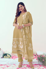 Load image into Gallery viewer, Chikoo Color Pure Linen Digital Print With Handwork Casual Suit
