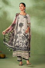 Load image into Gallery viewer, Pure Muslin Silk Beige Digital Print Long Salwar Suit
