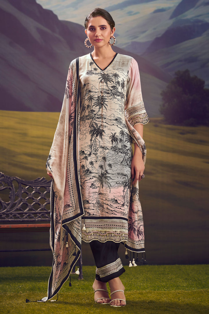Pure Muslin Silk Digital Print Fancy Salwar Kameez