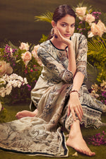Load image into Gallery viewer, Cream Pure Muslin Silk Digital Print Fancy Dress
