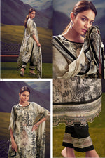 Load image into Gallery viewer, Pure Muslin Silk Beige Digital Print Stylish Salwar Kameez
