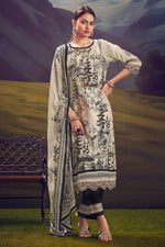 Load image into Gallery viewer, Pure Muslin Silk Beige Digital Print Stylish Salwar Kameez
