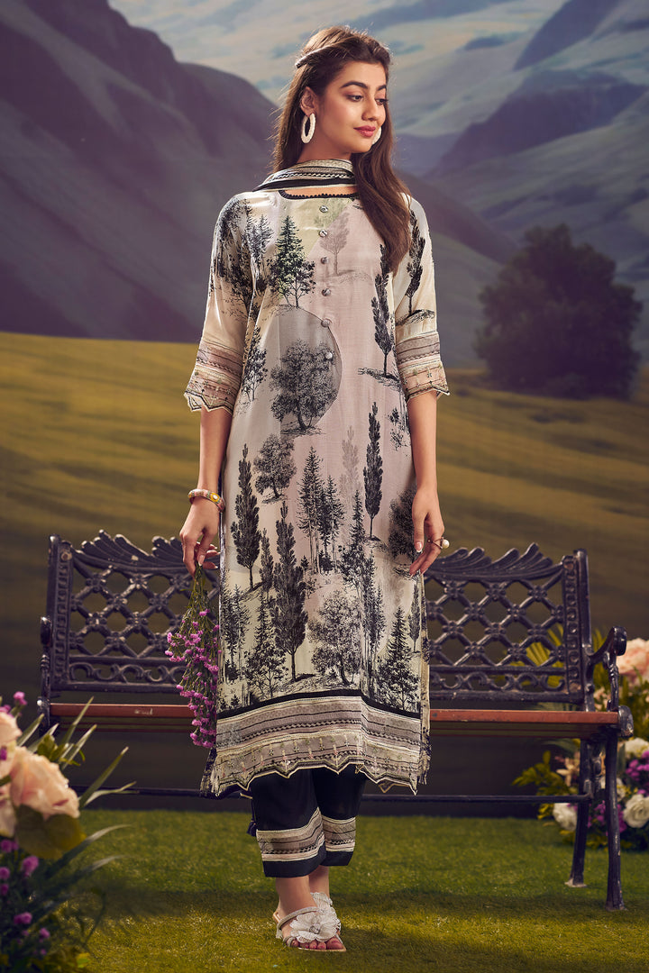 Pure Muslin Silk Digital Print Stylish Multi Colour Salwar Suit
