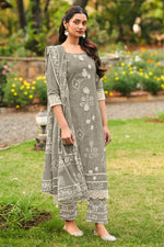 Load image into Gallery viewer, Pure Cotton Embroidery Hand Block Print Straight Cut Salwar Kameez
