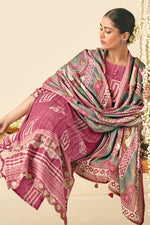 Load image into Gallery viewer, Pink Color Pure Pashmina Slub Hand Batik Print Salwar Suit
