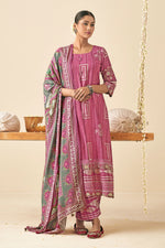 Load image into Gallery viewer, Pink Color Pure Pashmina Slub Hand Batik Print Salwar Suit
