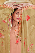 Load image into Gallery viewer, Peach Pure Moga Silk Digital Print Long Straight Cut Salwar Suit
