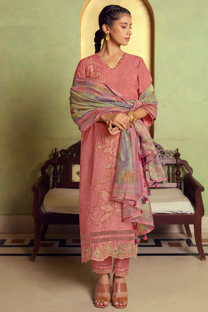 Pure Muslin Shimmer Digital Print Casual Straight Cut Salwar Kameez