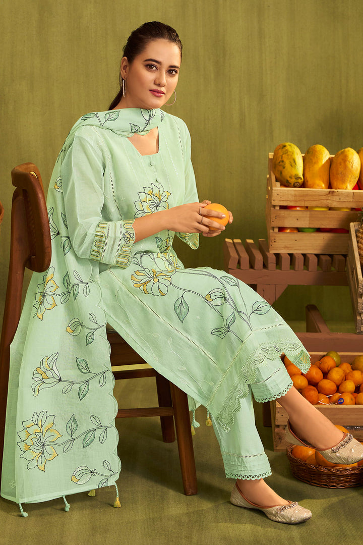 Premium Kota Checks Placement Embroidery Salwar Kameez