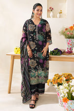 Load image into Gallery viewer, Black Organza Jacquard Digital Print Salwar Suit