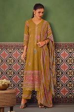 Load image into Gallery viewer, Premium Muslin Silk Fancy Digital Print Brown Salwar Suit