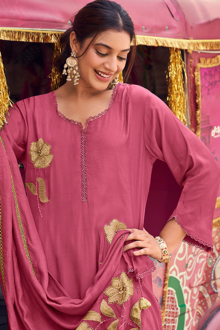 Pure Bemberg Muslin Silk Patchwork Embroidered Salwar Suit