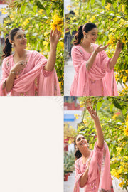 Designer Malai Chanderi Suit With Placement Dori Embroidered Work