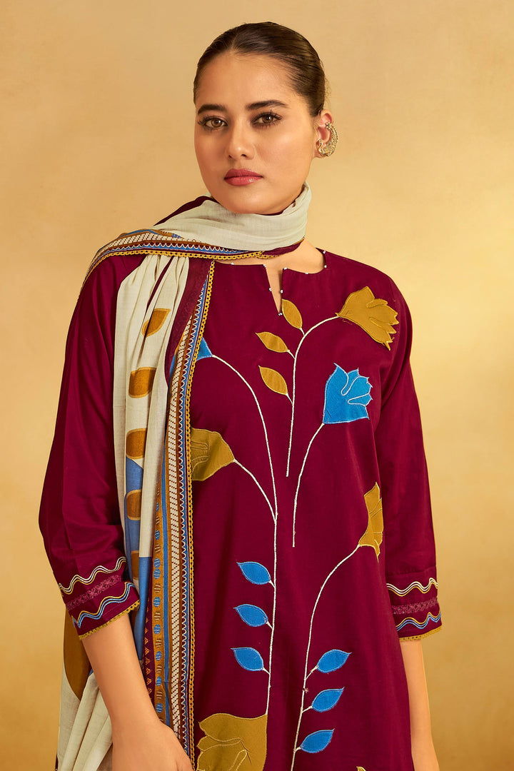 Pure Cotton Applique Embroidered Casual Salwar Suit
