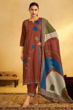 Load image into Gallery viewer, Elegant Cotton Applique Patch Embroidered Straight Cut Salwar Suit