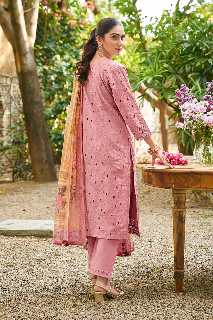 Premium Cotton Borer Embroidered Designer Straight Cut Salwar Kameez