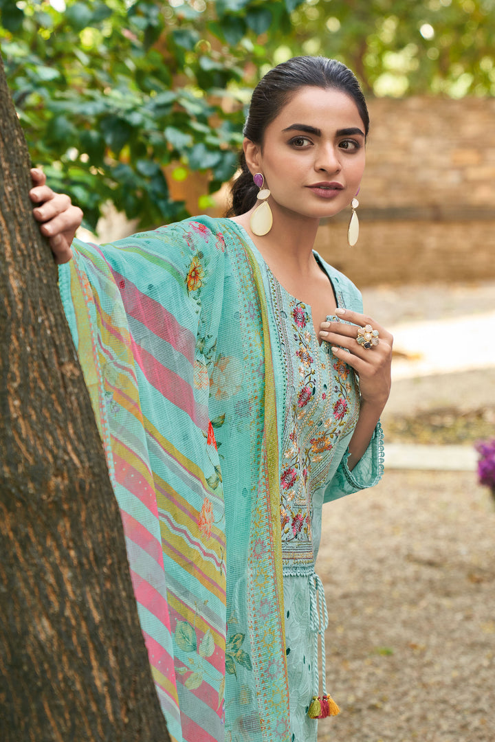 Traditional Premium Cotton Borer Embroidery Salwar Suit