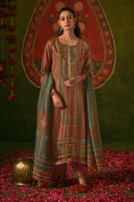 Load image into Gallery viewer, Pure Kanjivaram Jacquard Digital Print Embroidered Salwar Suit