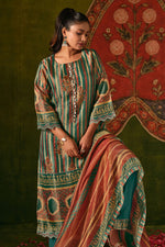 Load image into Gallery viewer, Royal Kanjivaram Jacquard Gold Zari Dupatta Party Wear Salwar Kameez
