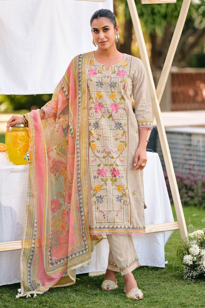 Traditional Embroidered South Cotton Daily Wear Salwar Kameez