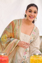 Classic South Cotton Suit With Fancy Embroidery