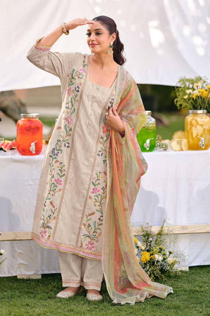 Classic South Cotton Suit With Fancy Embroidery
