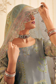 Stylish Grey Pure Tissue Silk Digital Print Palazzo Salwar Suit Outfit