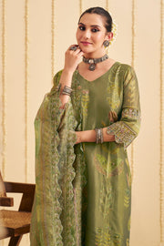 Green Tissue Silk Digital Print Indian Palazzo Salwar Kameez