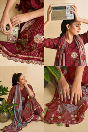 Pure Heavy Burberry Maroon Checks Digital Print Salwar Suit