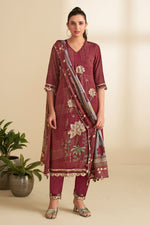Load image into Gallery viewer, Pure Heavy Burberry Maroon Checks Digital Print Salwar Suit
