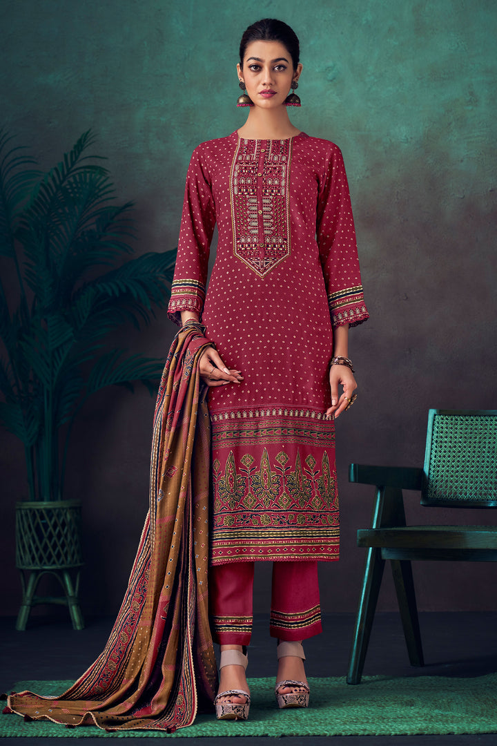 Pure Pashmina Digital Print Casual Salwar Kameez