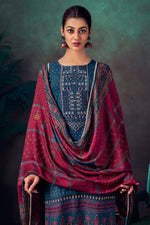 Load image into Gallery viewer, Navy Blue Pure Pashmina Digital Print Casual Salwar Suit
