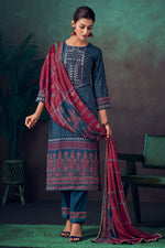 Load image into Gallery viewer, Navy Blue Pure Pashmina Digital Print Casual Salwar Suit
