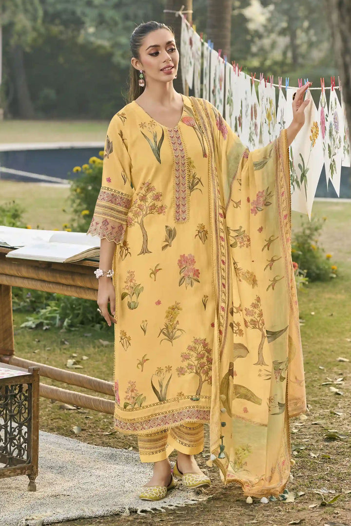 Premium Malai Chanderi Digital Print Embroidered Daily Wear Salwar Suit
