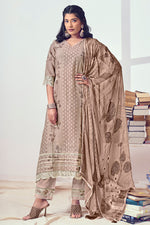 Load image into Gallery viewer, Brown Pure Linin Digital Print Salwar Suit
