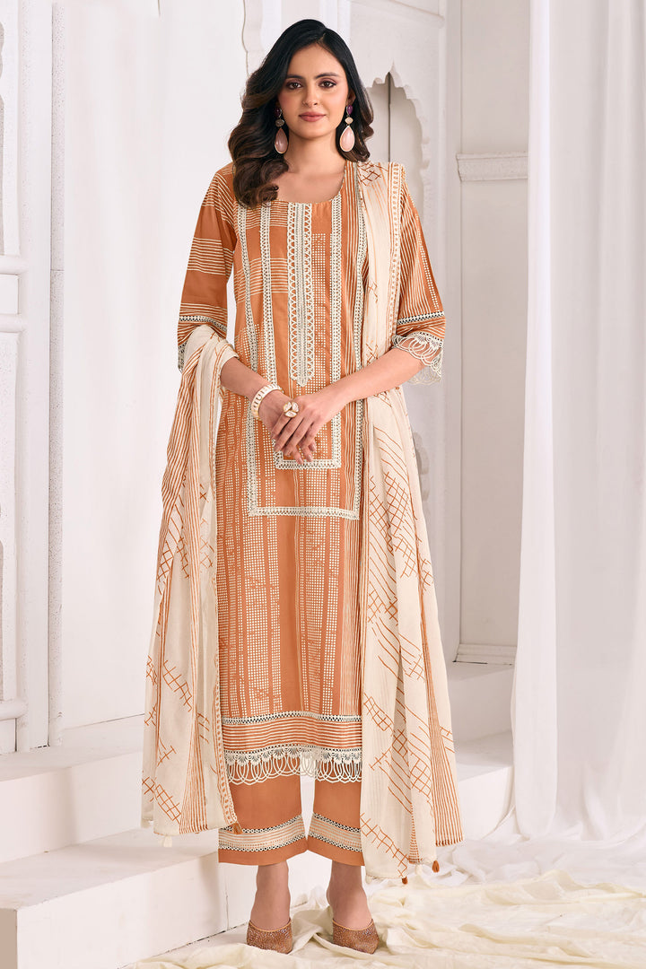 Pure Cotton Hand Block Print Casual Salwar Kameez With Printed Mal Mal Dupatta