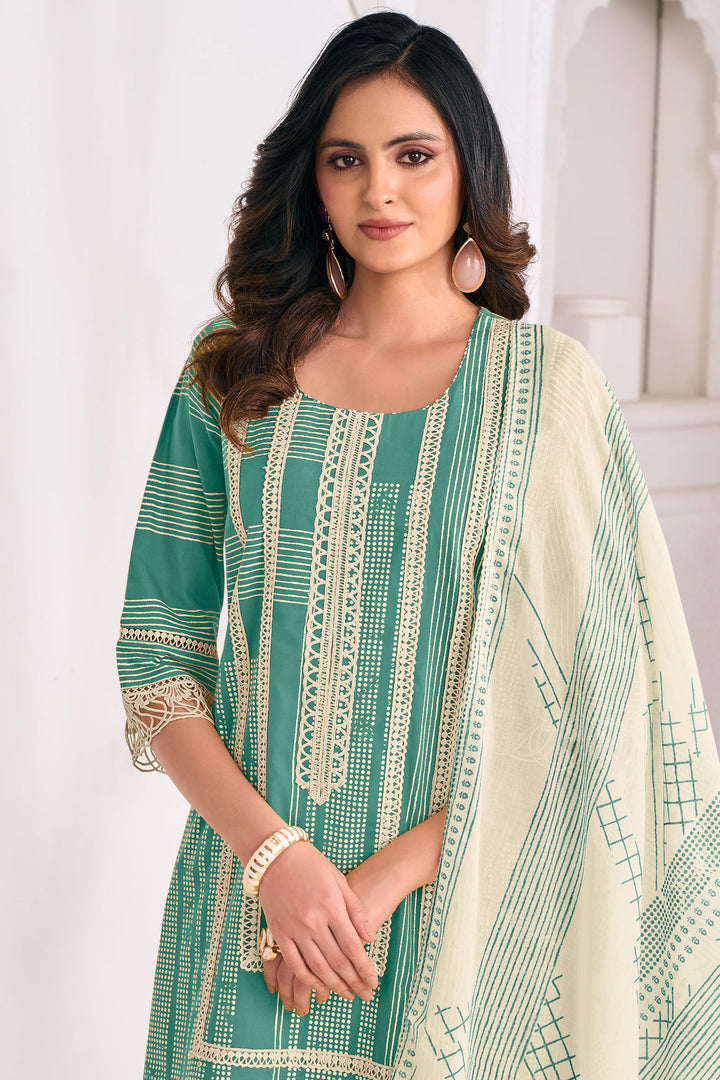 Womens Pure Cotton Hand Block Print Salwar Kameez With Mal Mal Dupatta