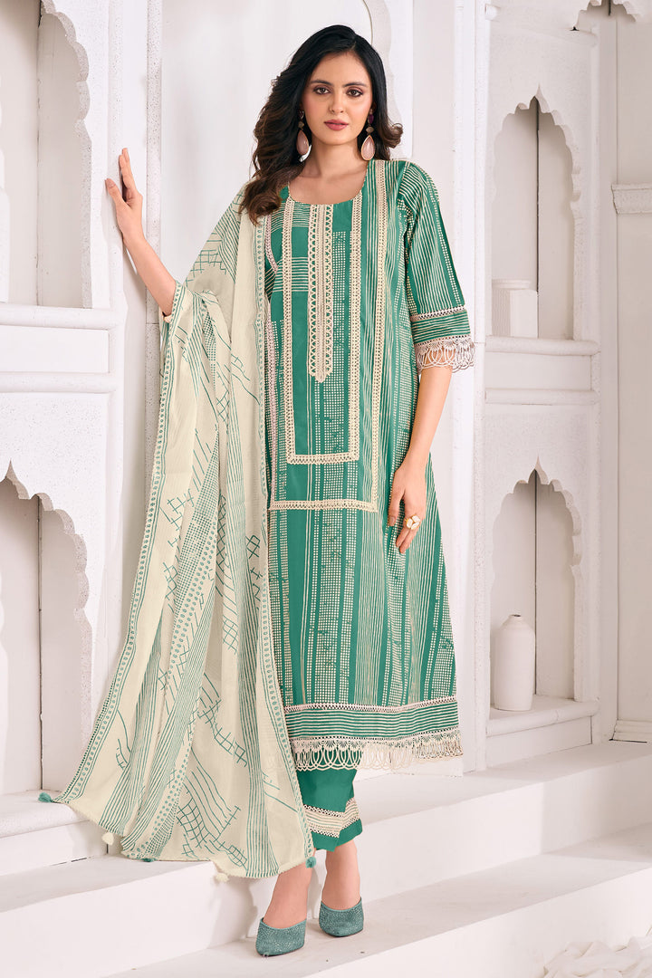 Womens Pure Cotton Hand Block Print Salwar Kameez With Mal Mal Dupatta