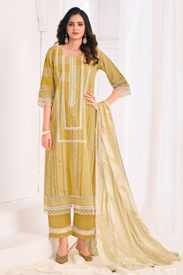 Designer Pure Cotton Hand Block Print Salwar Suit With G.P.O Lace Work