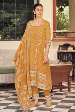 Load image into Gallery viewer, Orange Pure Cotton Hand Block Print Long Salwar Suit
