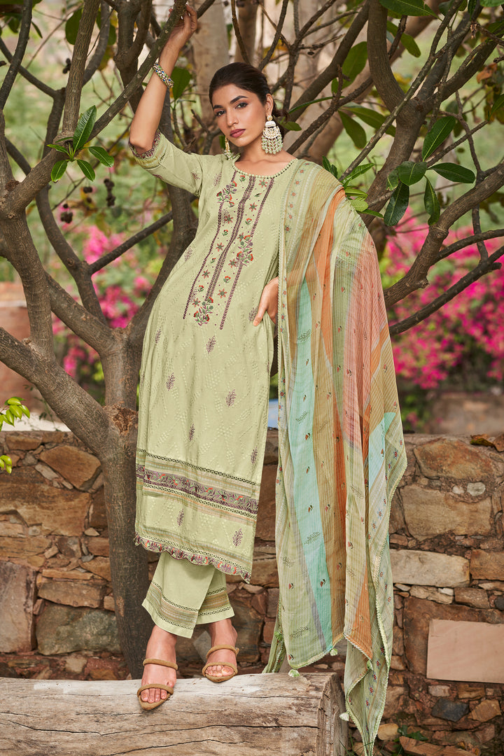 Sea Green Fine Borer Embroidery Designer Straight Cut Salwar Suit