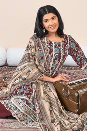 Pure Cotton Block Print Border Embroidery Salwar Kameez