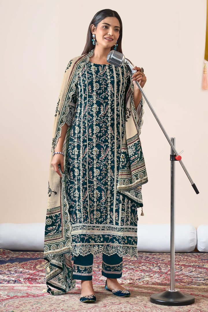 Pure Cotton Printed Embroidered Border Salwar Suit