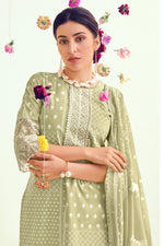 Load image into Gallery viewer, Olive Color Pure Cotton Khadi Block Print Palazzo Salwar Kameez