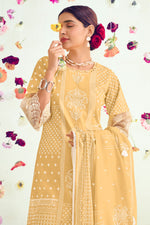 Load image into Gallery viewer, Beige Pure Cotton Khadi Block Print Palazzo Salwar Suit
