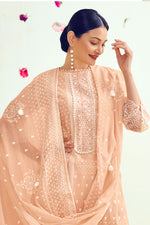 Load image into Gallery viewer, Peach Pure Cotton Khadi Block Print Palazzo Dress
