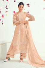 Load image into Gallery viewer, Peach Pure Cotton Khadi Block Print Palazzo Dress